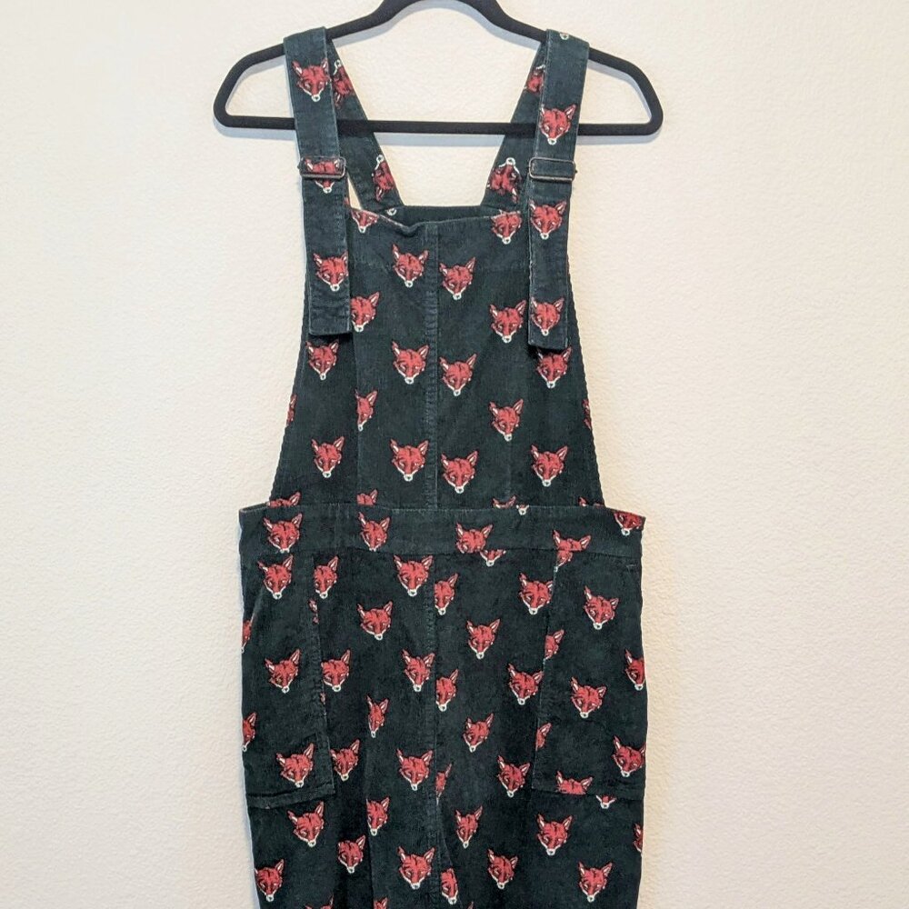Run & Fly Fox Print Corduroy Pinafore Dress UK Size 18